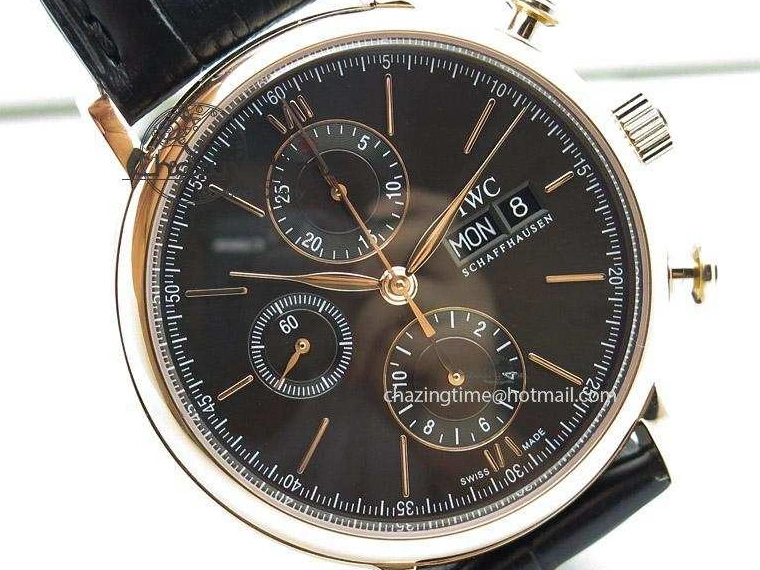 MIROTIME 0517 Portofino Chrono RG Black Dial on Black Leather Strap A HighPerformance 7389